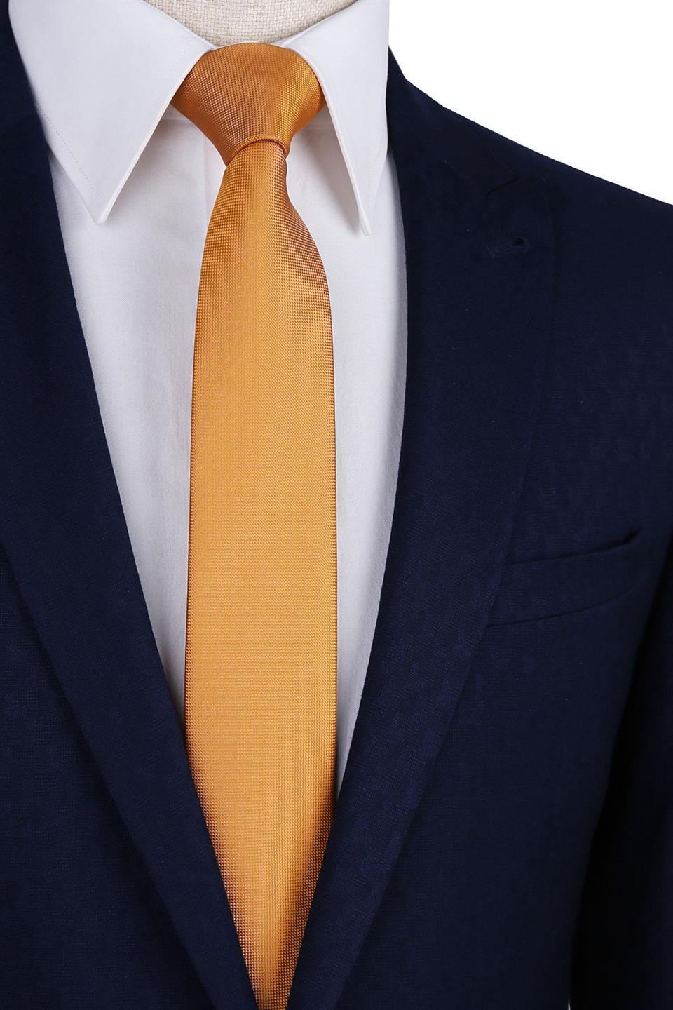 Sarı Nokta Desen Slim Kravat SK7587