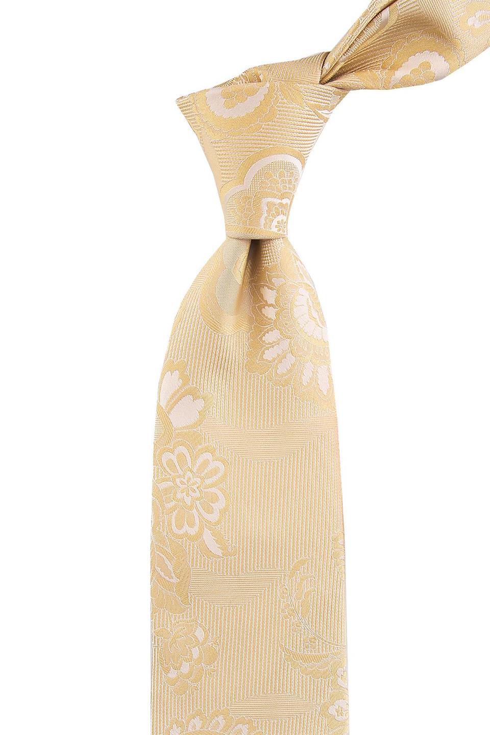 Sarı Şal Desen Klasik Kravat KMP032