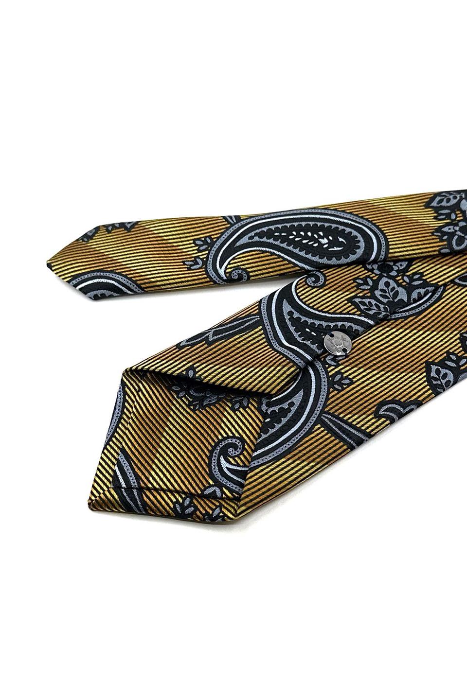 Sarı Şal Desen Mendilli Klasik Kravat KK12050