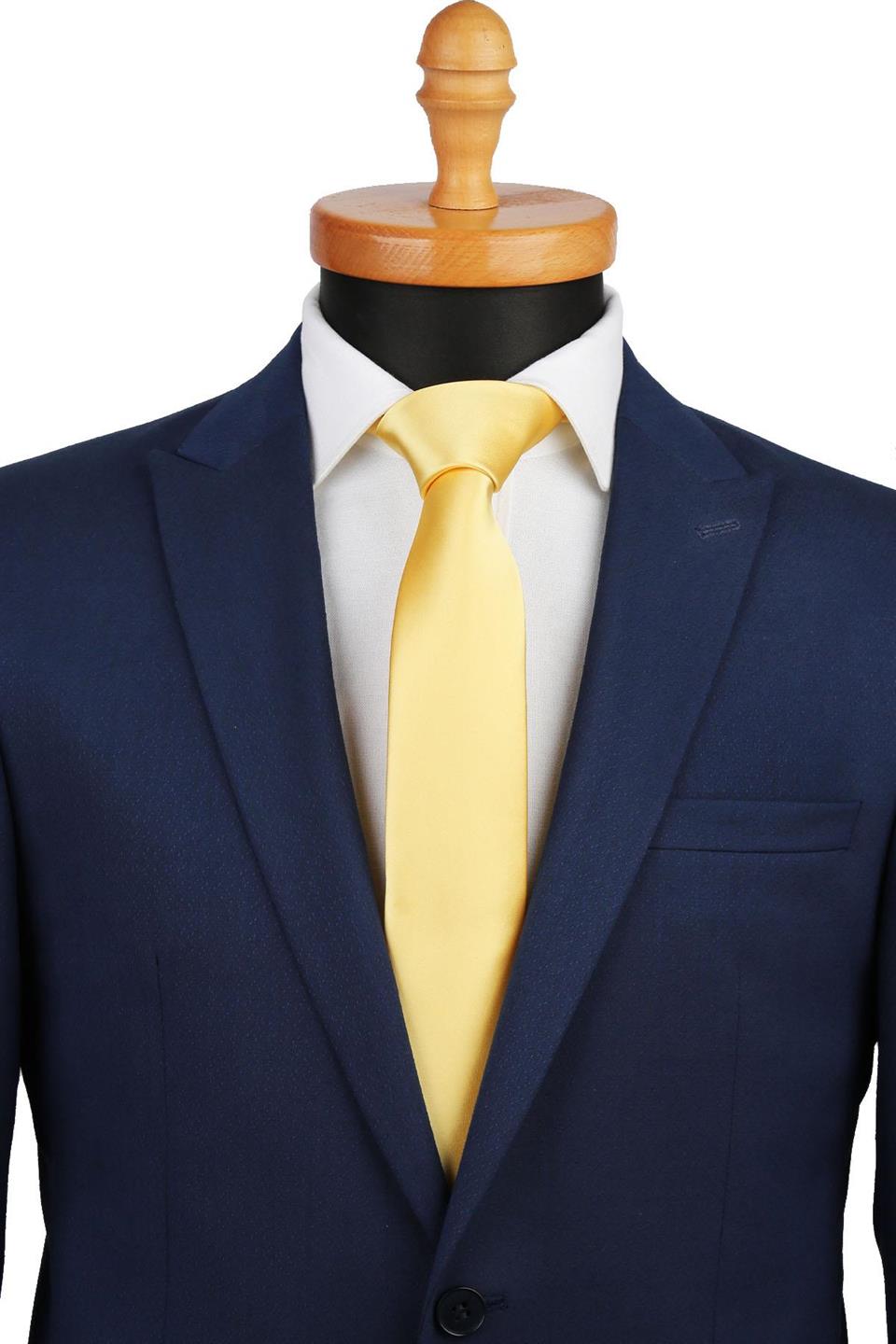 Sarı Saten Slim Kravat SK5321