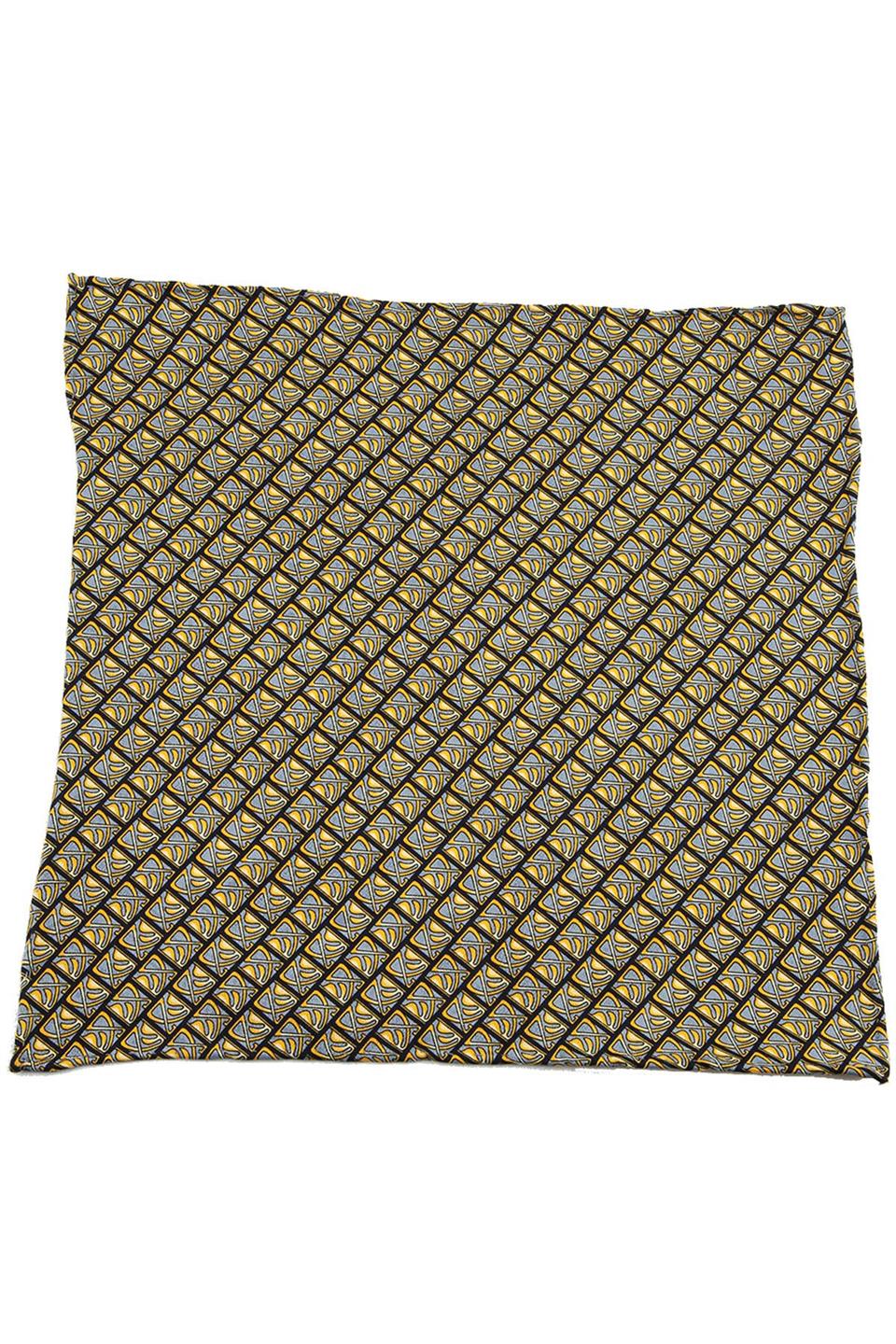 Sarı - Siyah Motif Baskılı İpek Mendil SPS148