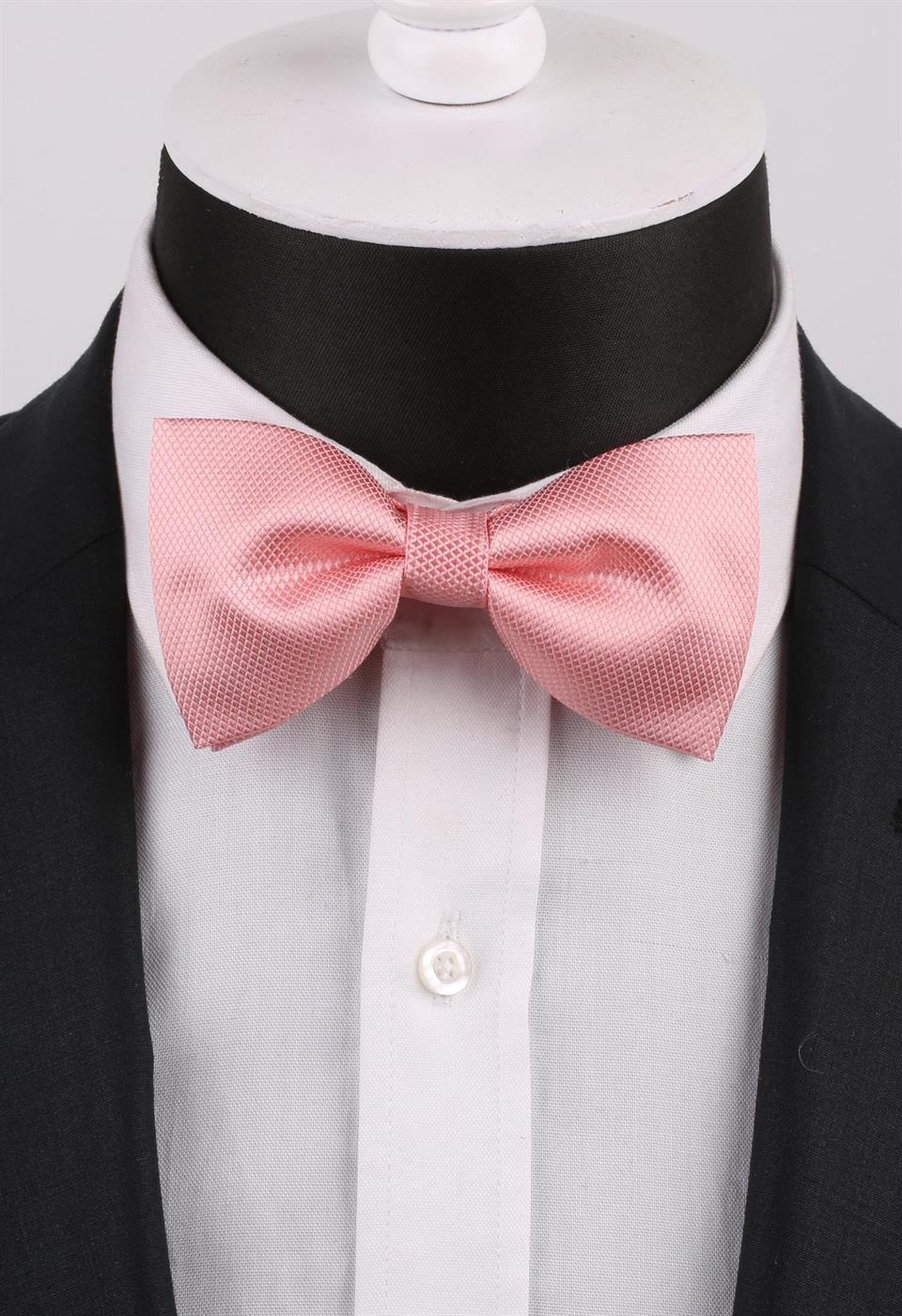 Şeker Pembesi Kendinden Desenli Papyon P486