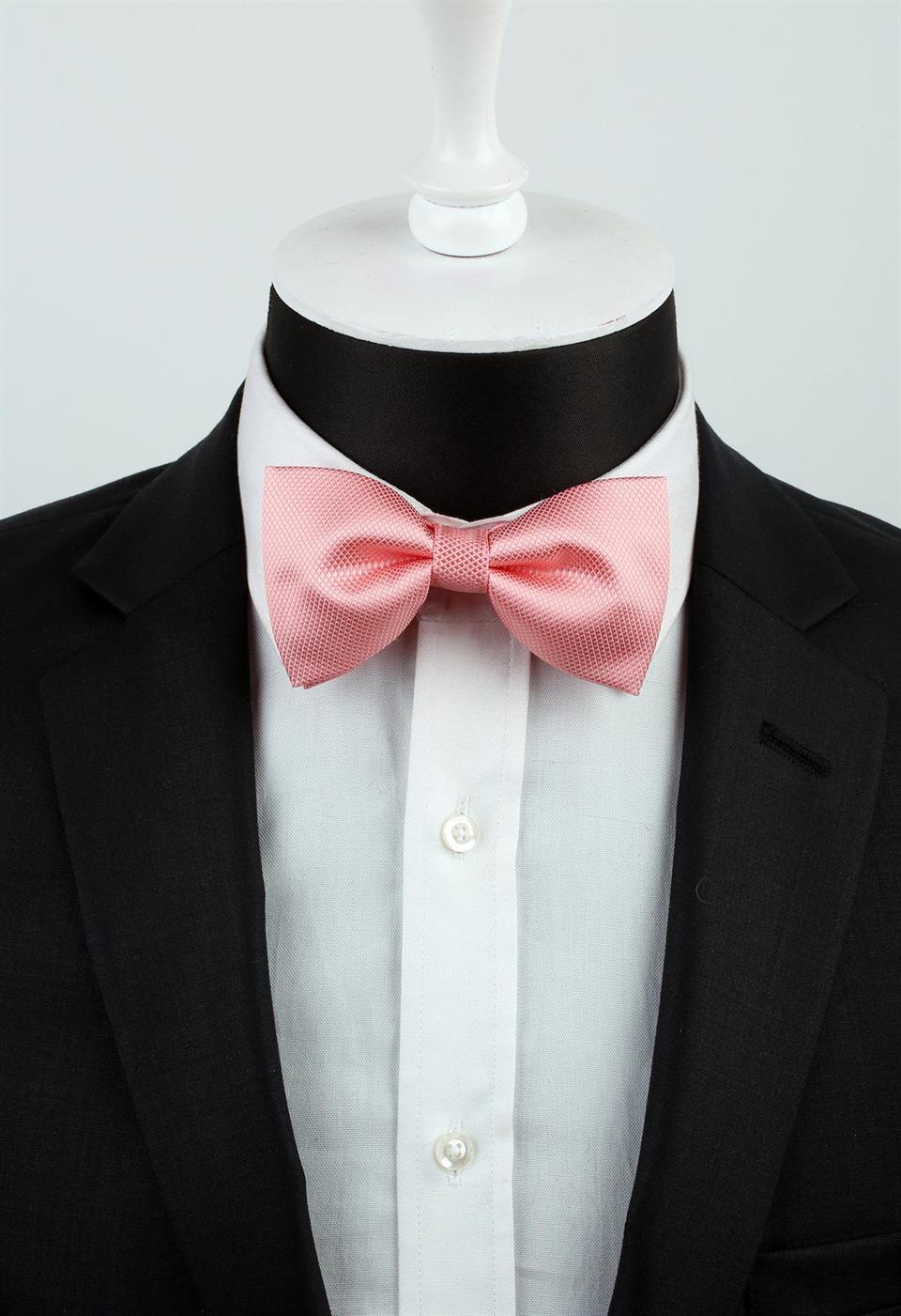 Şeker Pembesi Kendinden Desenli Papyon P486