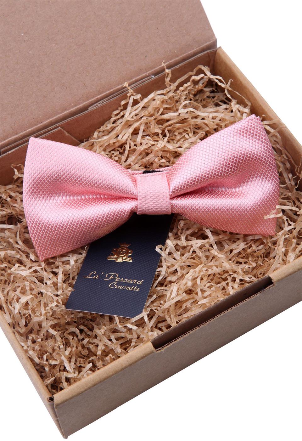 Şeker Pembesi Kendinden Desenli Papyon P486