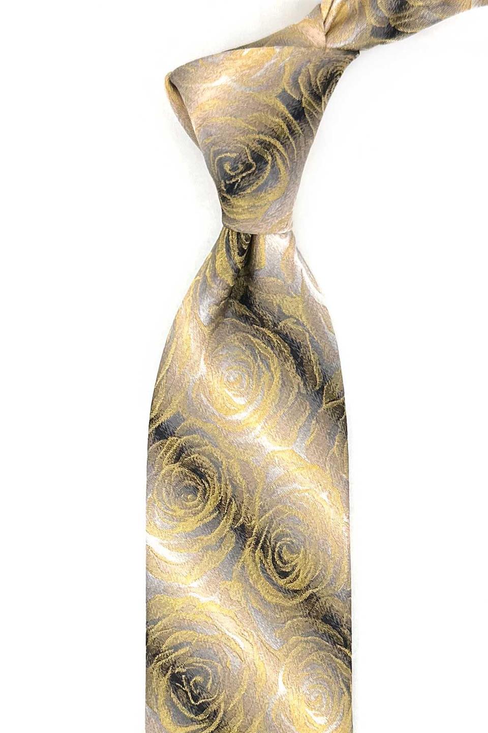 Sisine Style Sarı - Füme İtalyan İpek Kravat İK2053