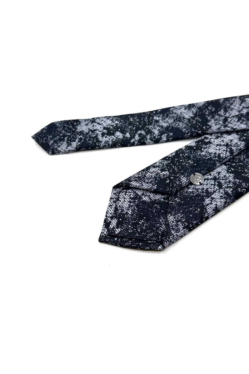 Siyah - Beyaz Motif Desen İnce Kravat SK8070