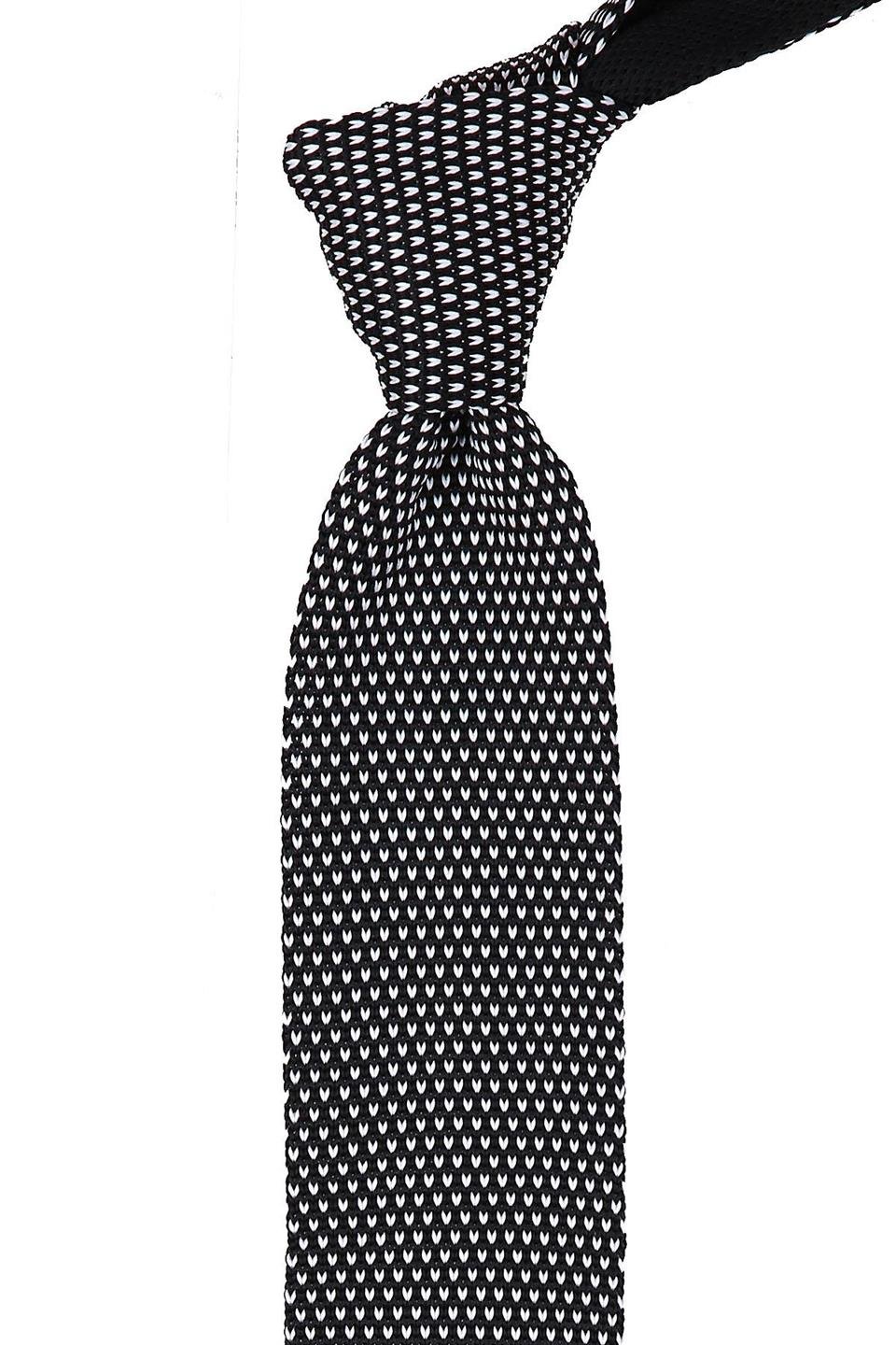 Siyah - Beyaz Noktalı Örgü Kravat 8226