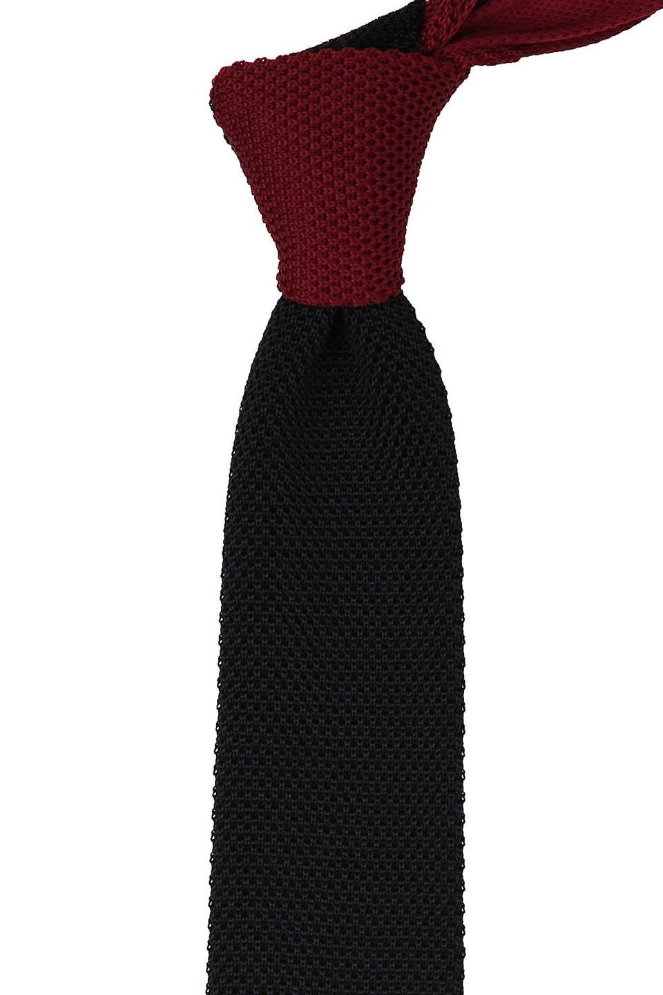 Siyah - Bordo Düz Örgü Kravat ÖR8272