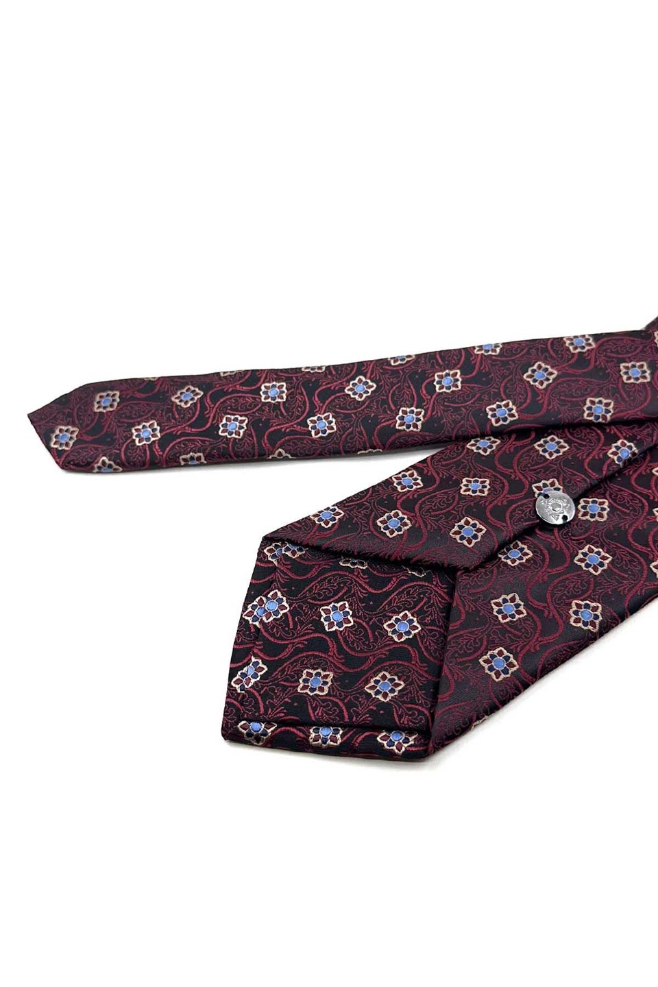 Siyah Bordo Motif Desen Mendilli Klasik Kravat KK13889