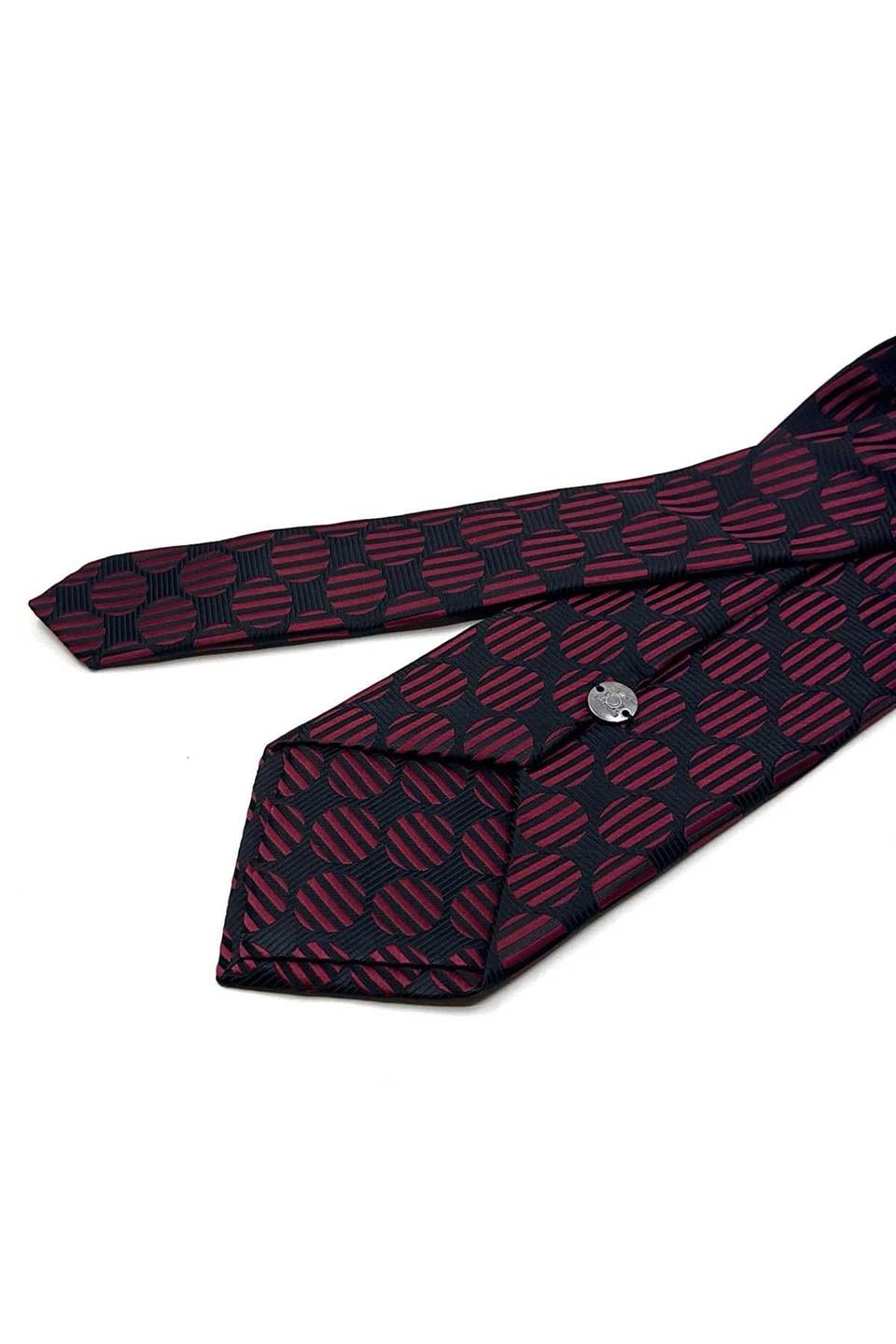 Siyah - Bordo Puantiye Desen Mendilli Klasik Kravat KK13617