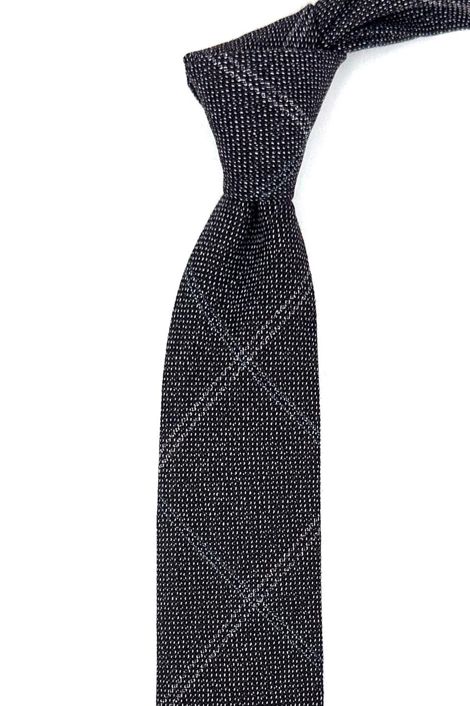 Siyah - Bordo Yün Slim Kravat SK7802