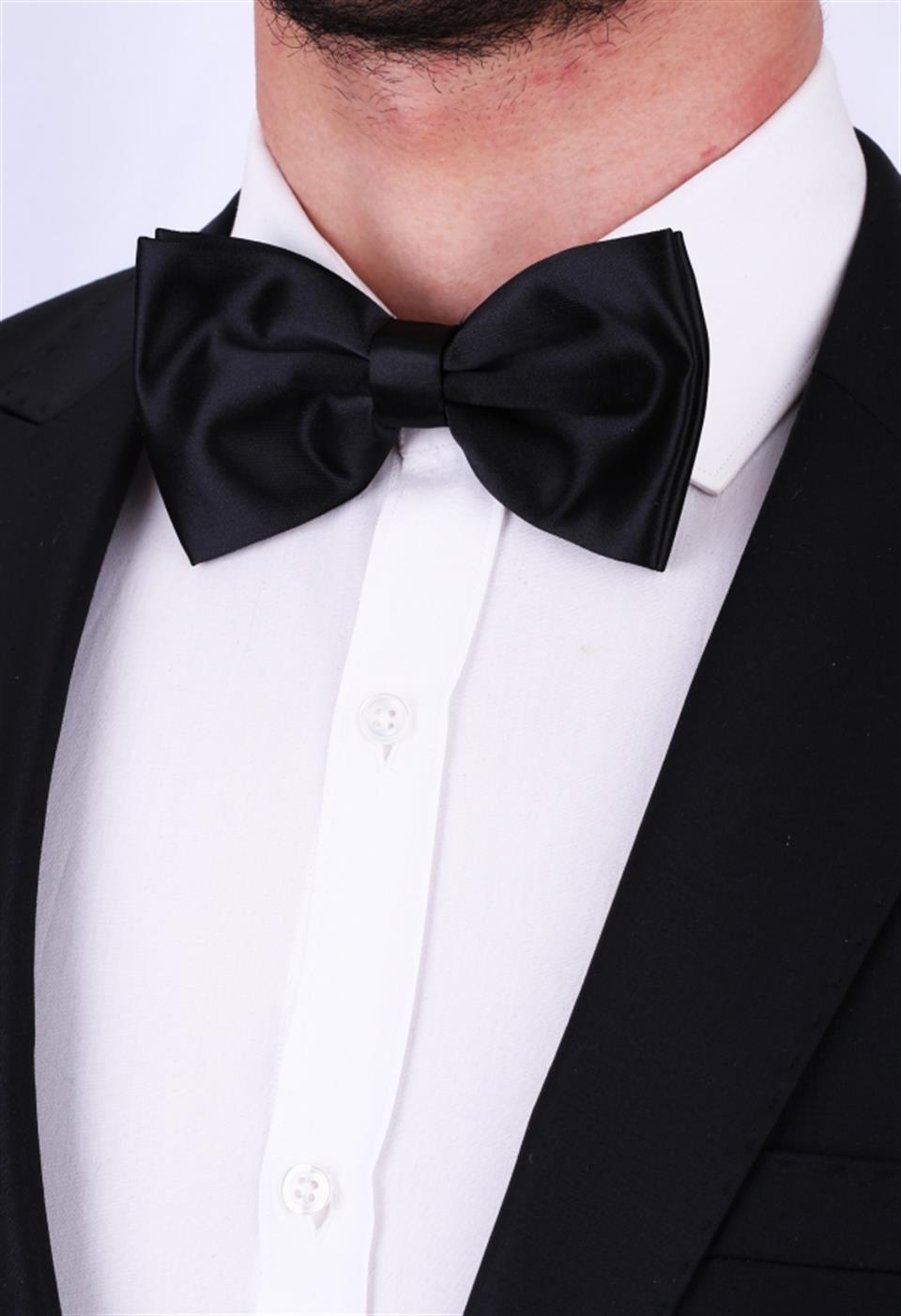 Siyah Büyük Saten Papyon SP16