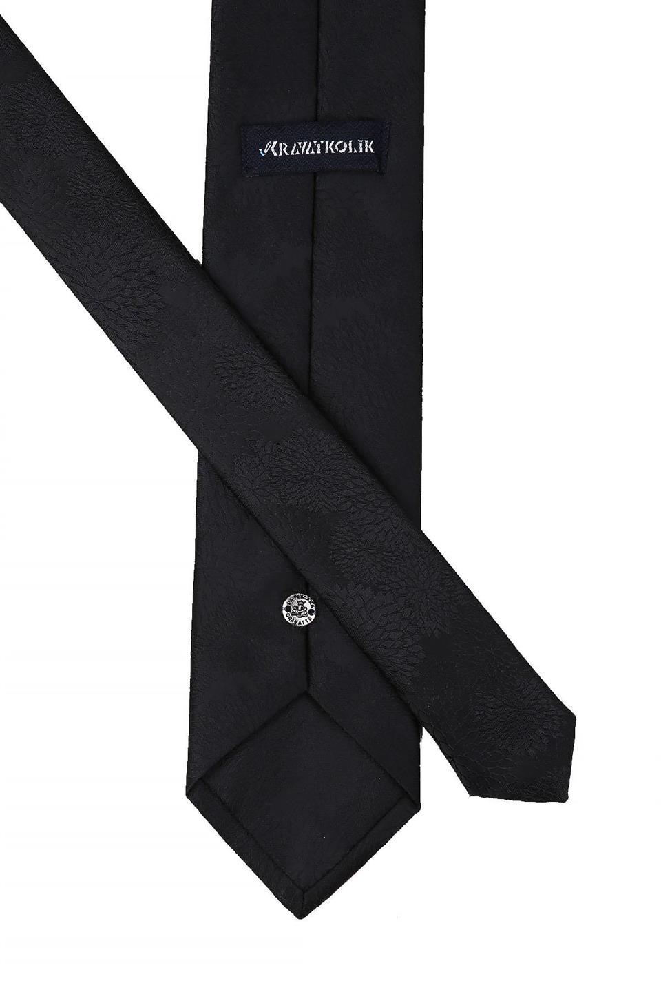 Siyah Çiçek Desen Mendilli Klasik Kravat KK10479