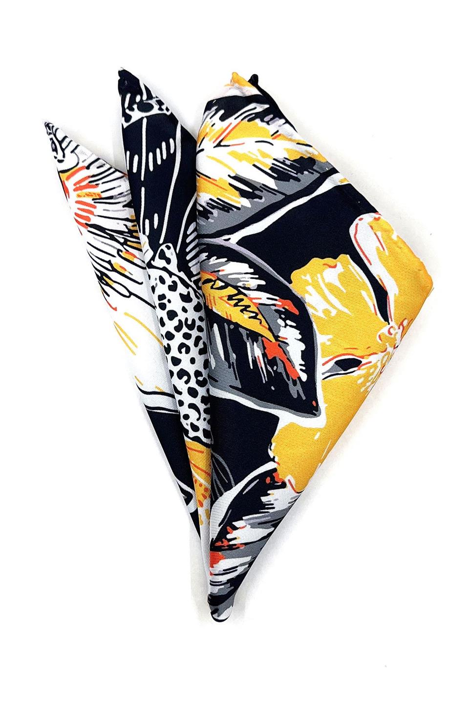 Siyah Çiçek Motif Erkek Cep Mendili SPS560-41