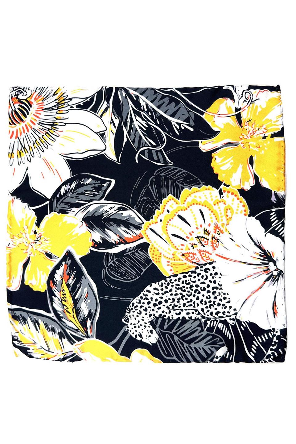 Siyah Çiçek Motif Erkek Cep Mendili SPS560-41