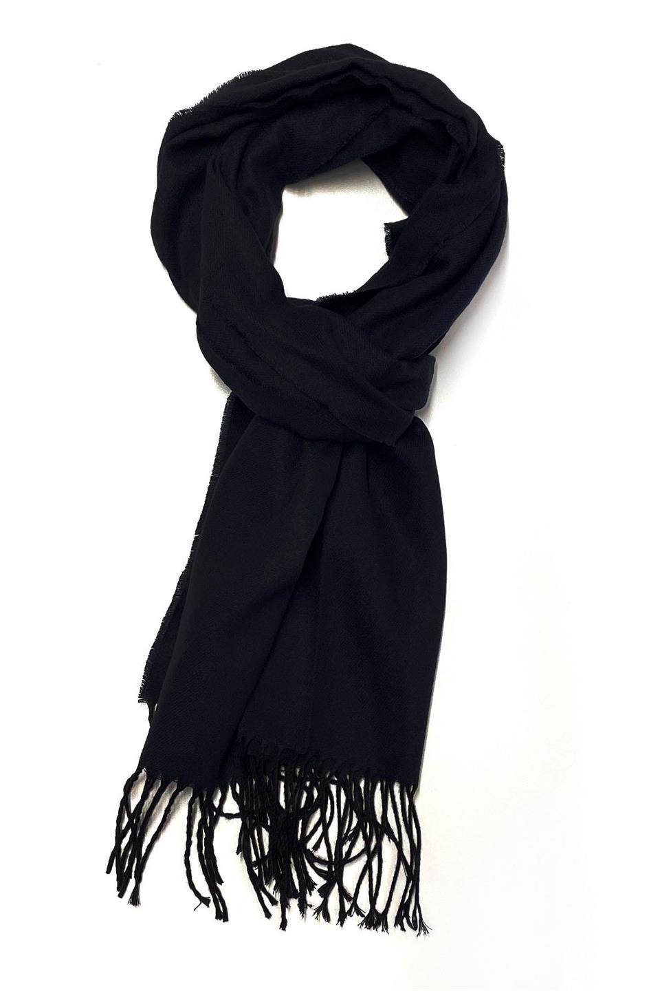 Siyah Çift Taraflı Düz Erkek Kaşkol K315