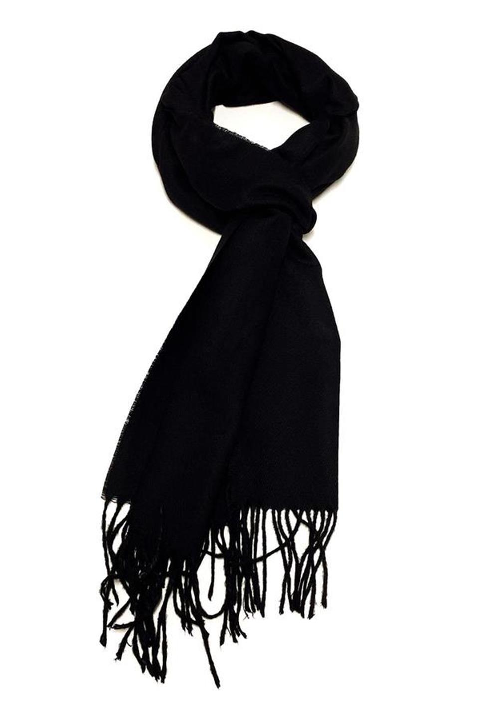 Siyah Çift Taraflı Düz Erkek Kaşkol K315