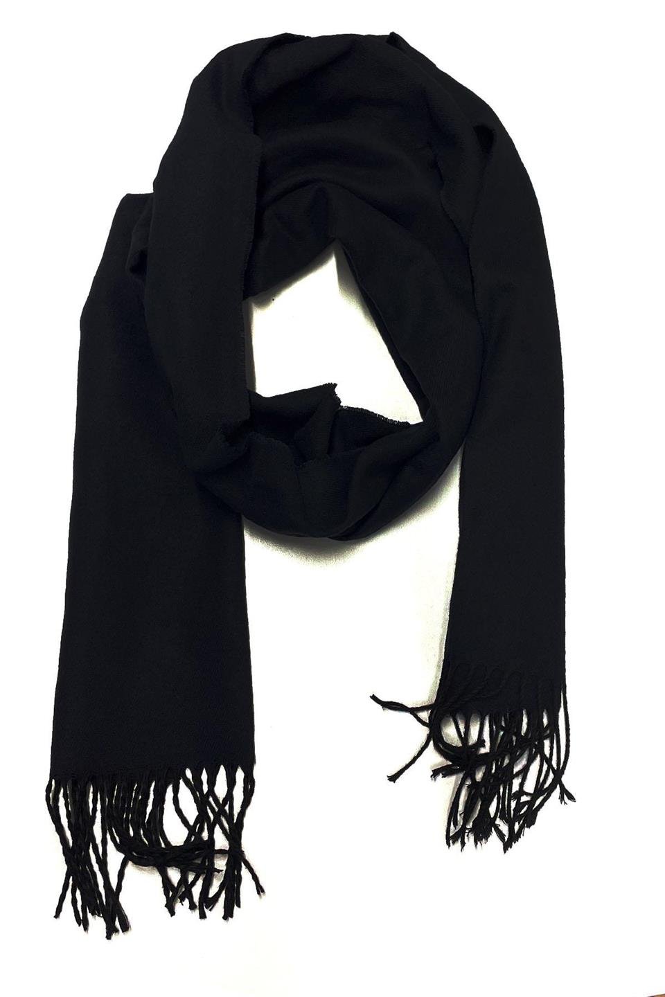 Siyah Çift Taraflı Düz Erkek Kaşkol K315