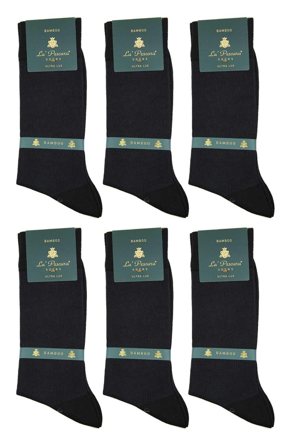 Siyah Çizgi Desen 6lı Ultra Lüks Bambu Erkek Çorap CRP302