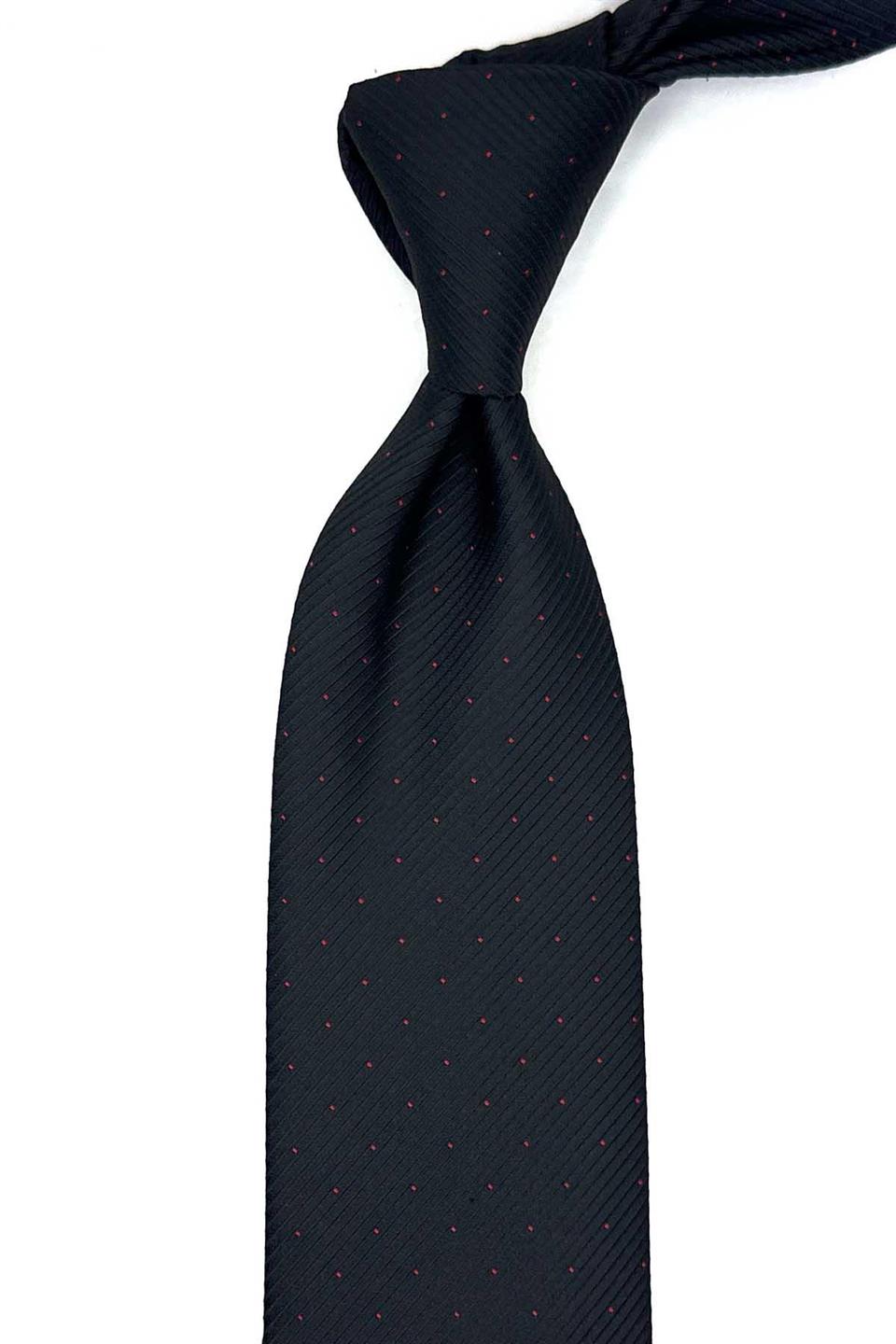 Siyah Çizgi Desen Mendilli Klasik Kravat KK13084