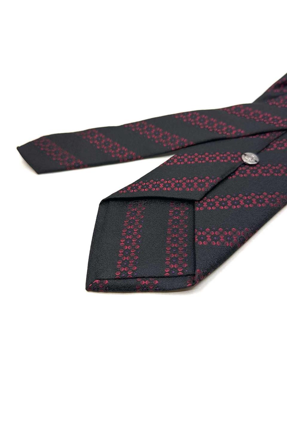 Siyah Çizgi Desen Mendilli Klasik Kravat KK13463