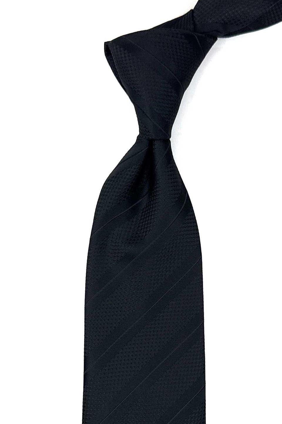 Siyah Çizgi Desen Mendilli Klasik Kravat KK12695