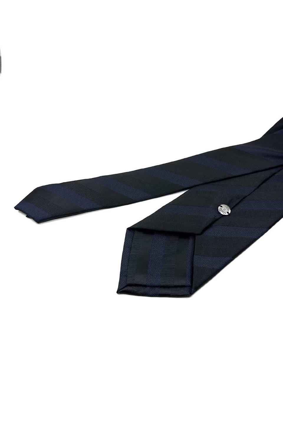 Siyah Çizgi Desen Mendilli Klasik Kravat KK12576
