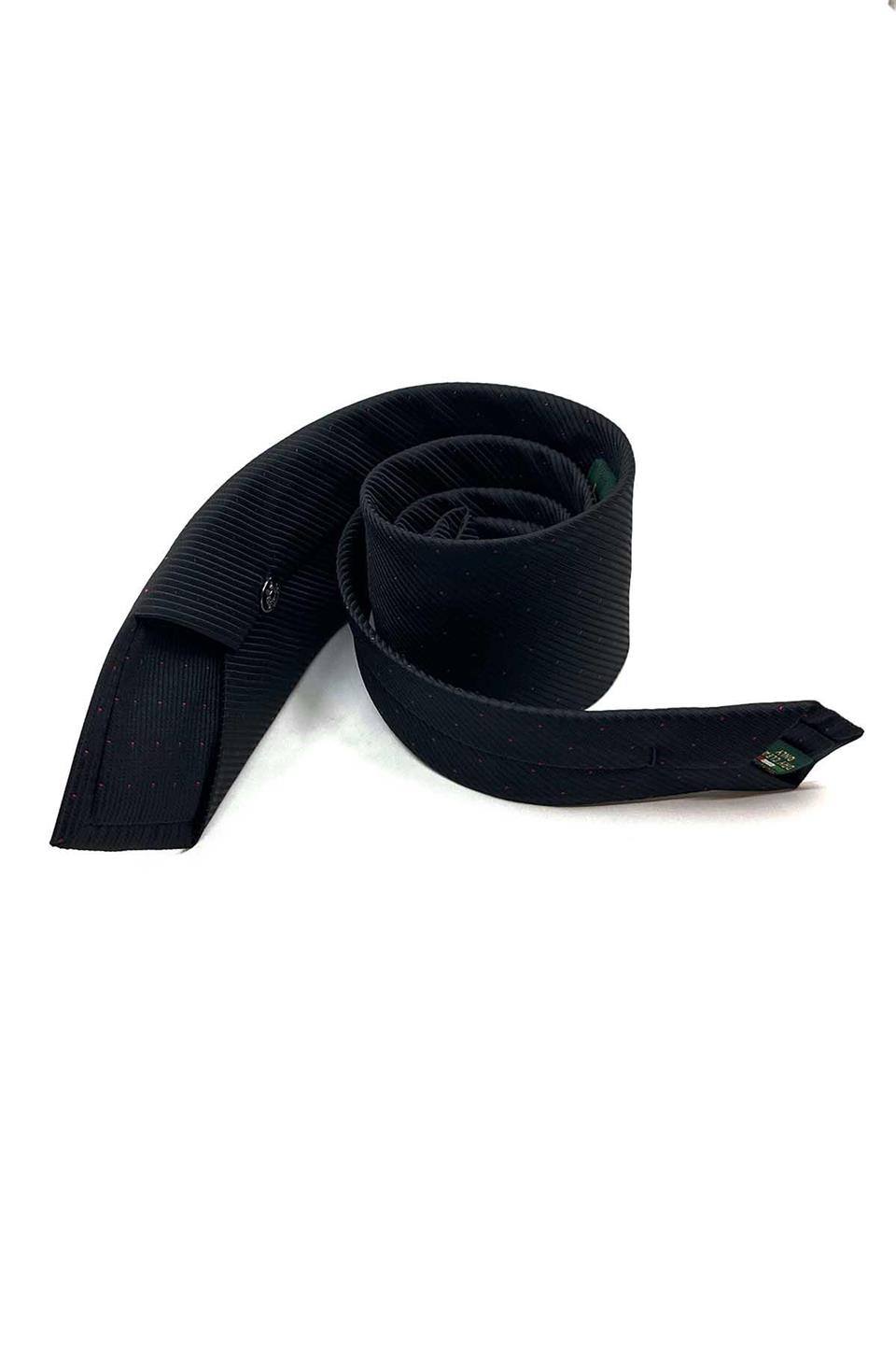 Siyah Çizgi Desen Mendilli Klasik Kravat KK13084