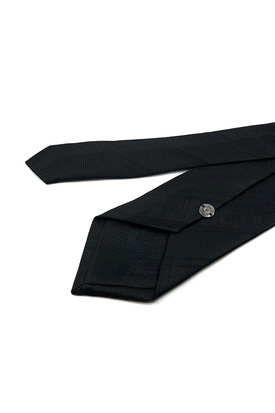 Siyah Çizgi Desen Mendilli Klasik Kravat KK12019