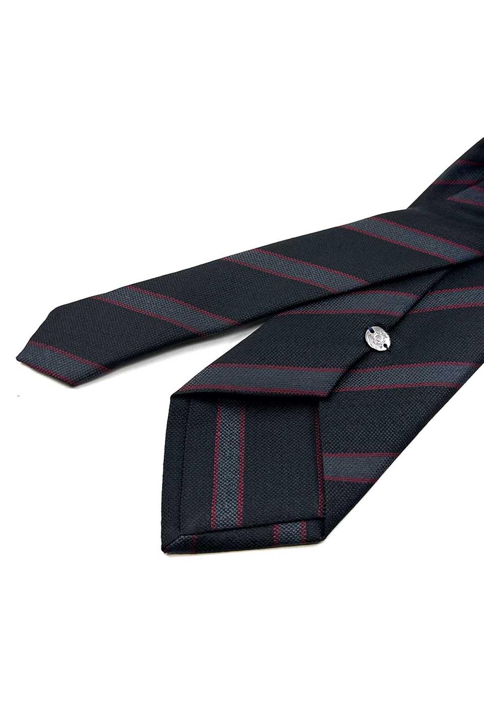 Siyah Çizgi Desen Mendilli Klasik Kravat KK12671