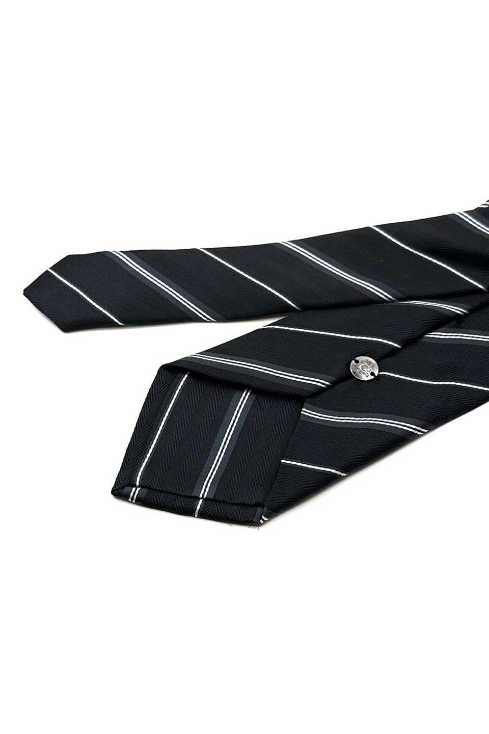 Siyah Çizgi Desen Mendilli Klasik Kravat KK12497