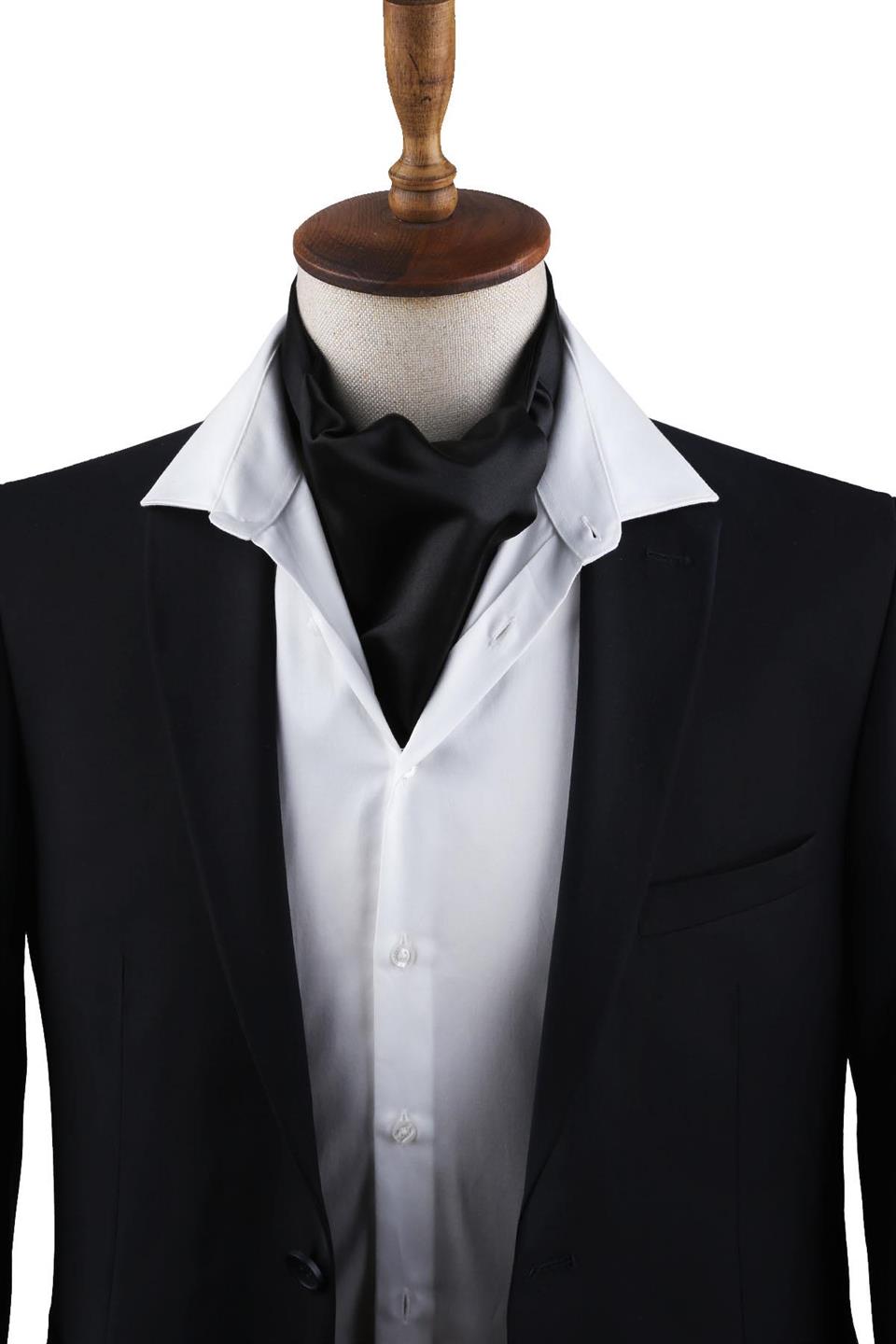 Siyah Düz Ascot Fular K578