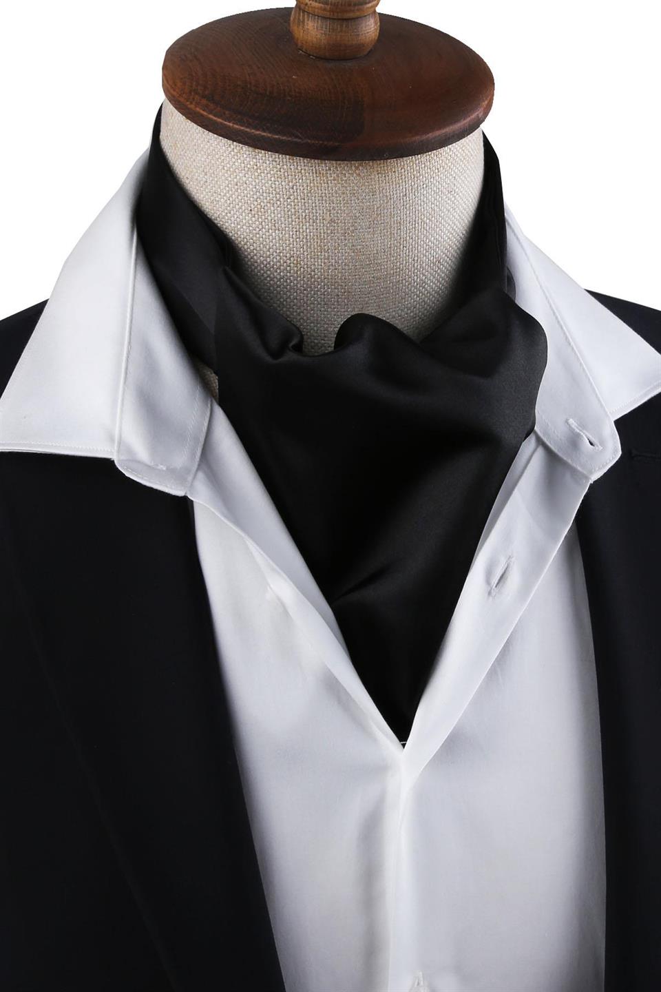 Siyah Düz Ascot Fular K578