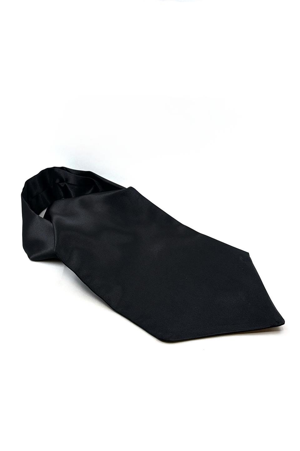 Siyah Düz Ascot Fular K578