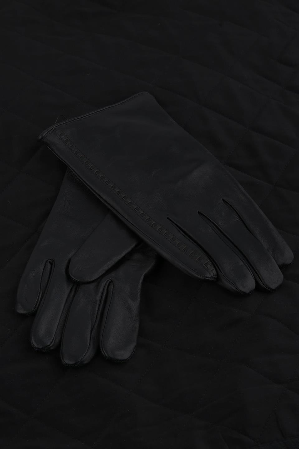 Siyah Düz Hakiki Deri Erkek Eldiven EL33