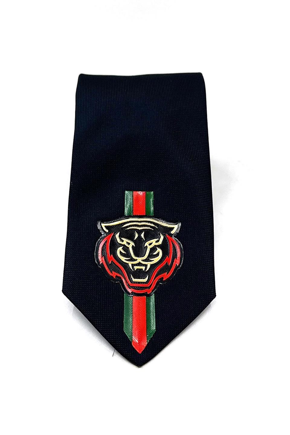 Siyah Düz Kaplan Arma Baskılı Kravat KK11700