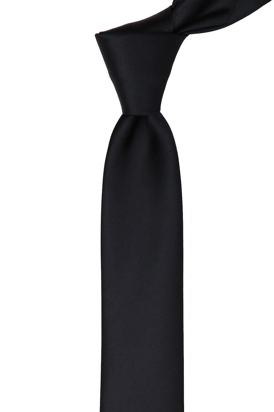 Siyah Düz Mat Saten Çok İnce Kravat UST32