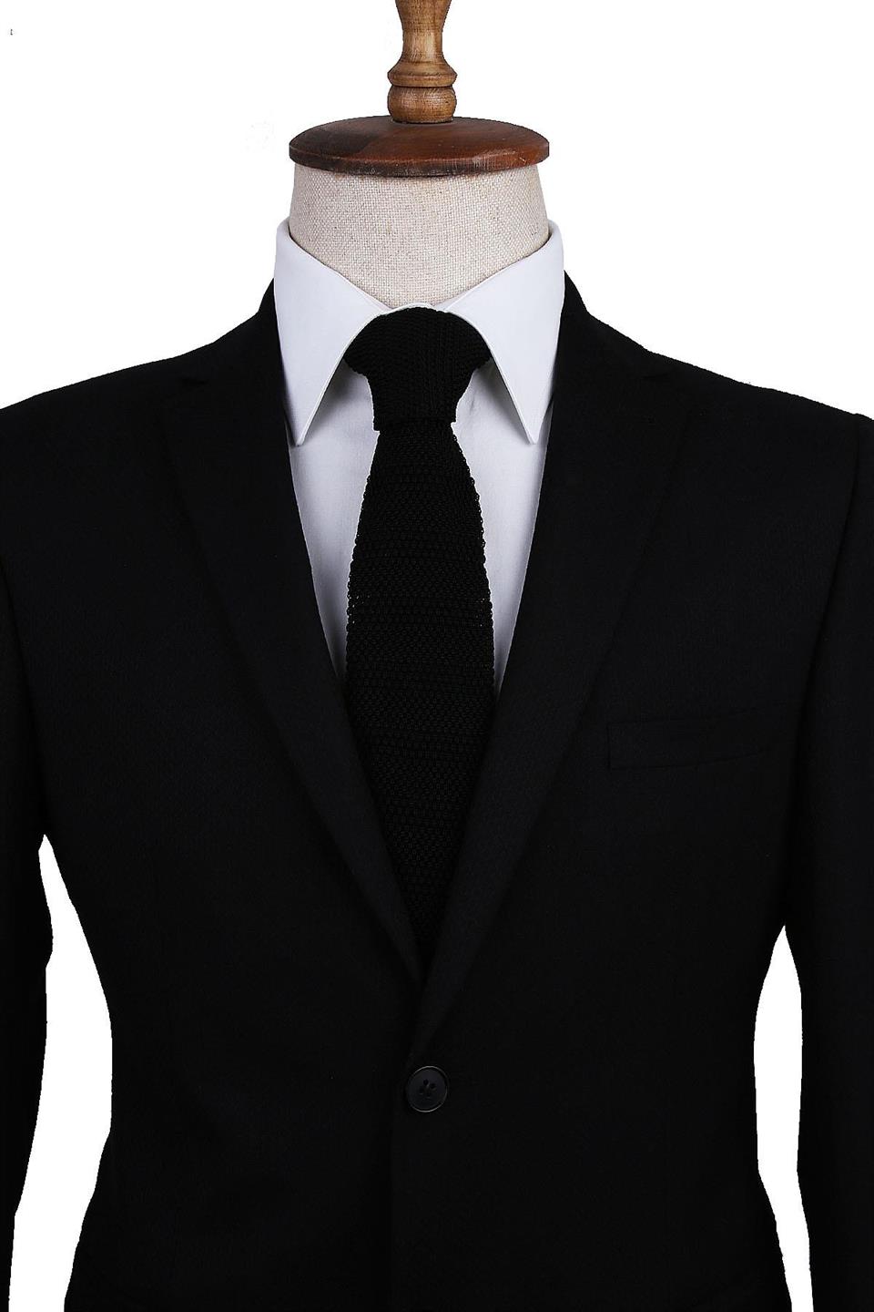 Siyah Düz Örgü Kravat ÖR8290