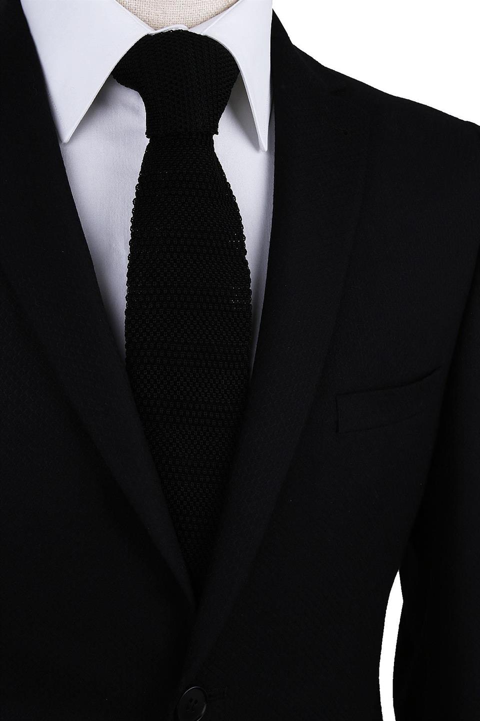 Siyah Düz Örgü Kravat ÖR8290