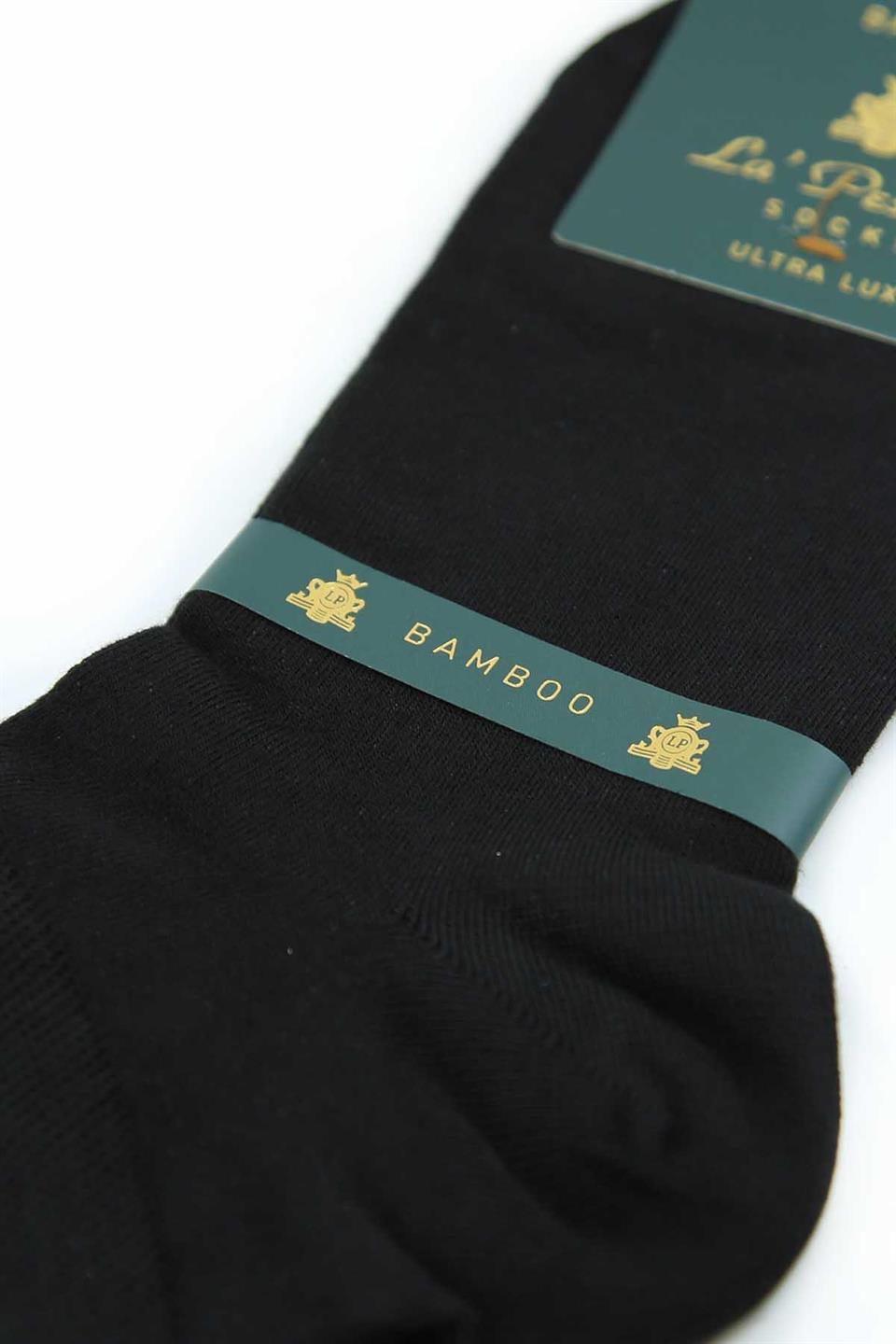 Siyah Düz Ultra Lüks Bambu Tekli Yarım Erkek Çorap CRP345