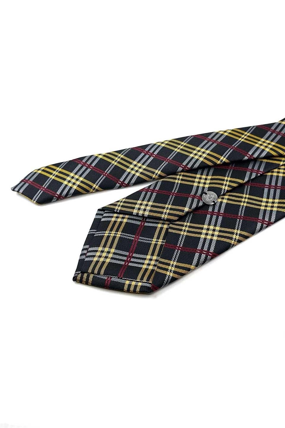 Siyah Ekose Desen Mendilli Klasik Kravat KK13199