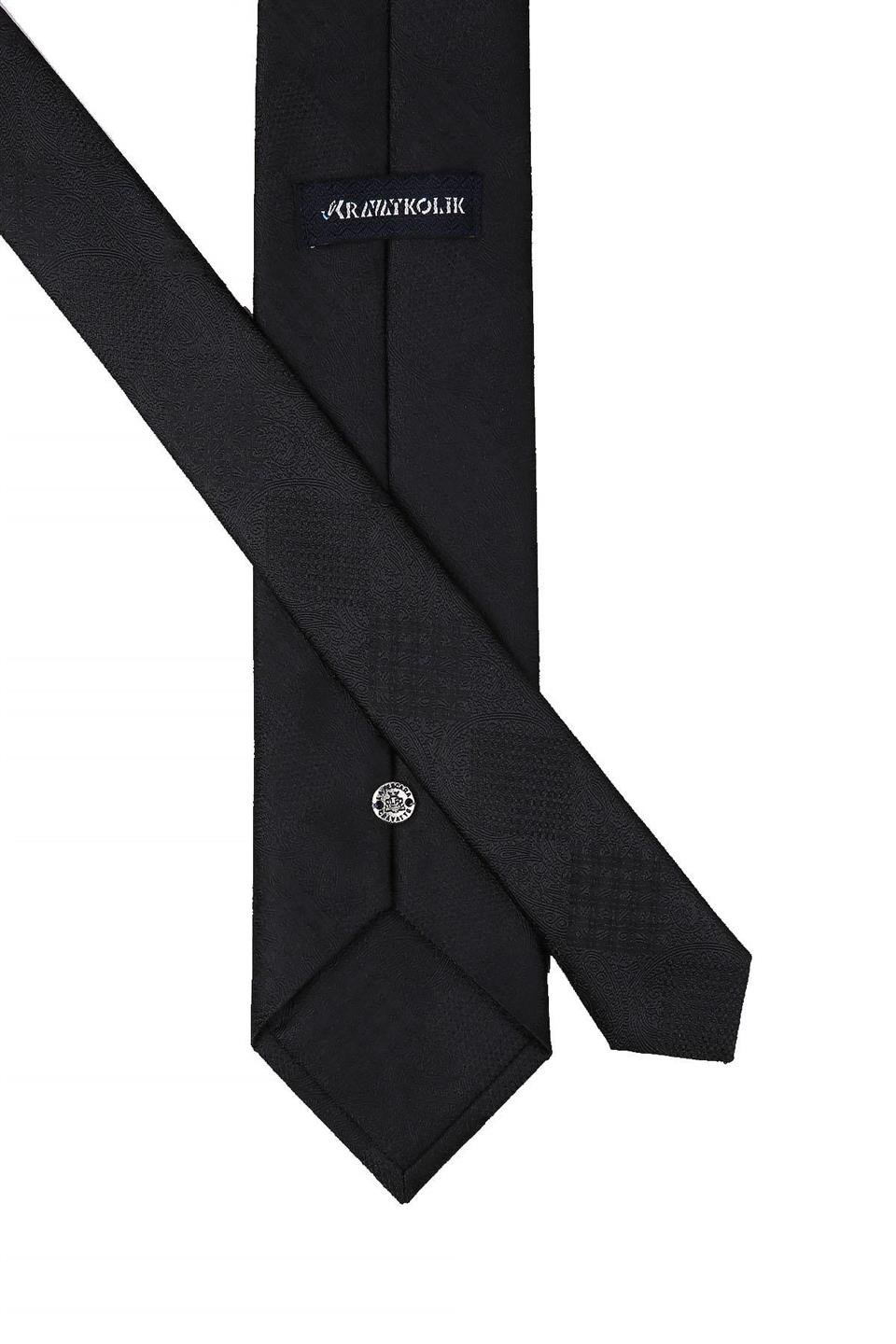 Siyah Ekose Desen Mendilli Klasik Kravat KK10452