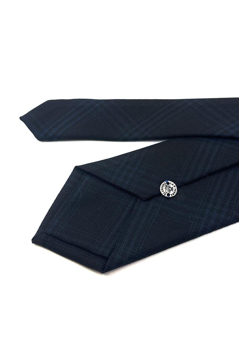 Siyah Ekose Desen Mendilli Klasik Yün Kravat KK12132