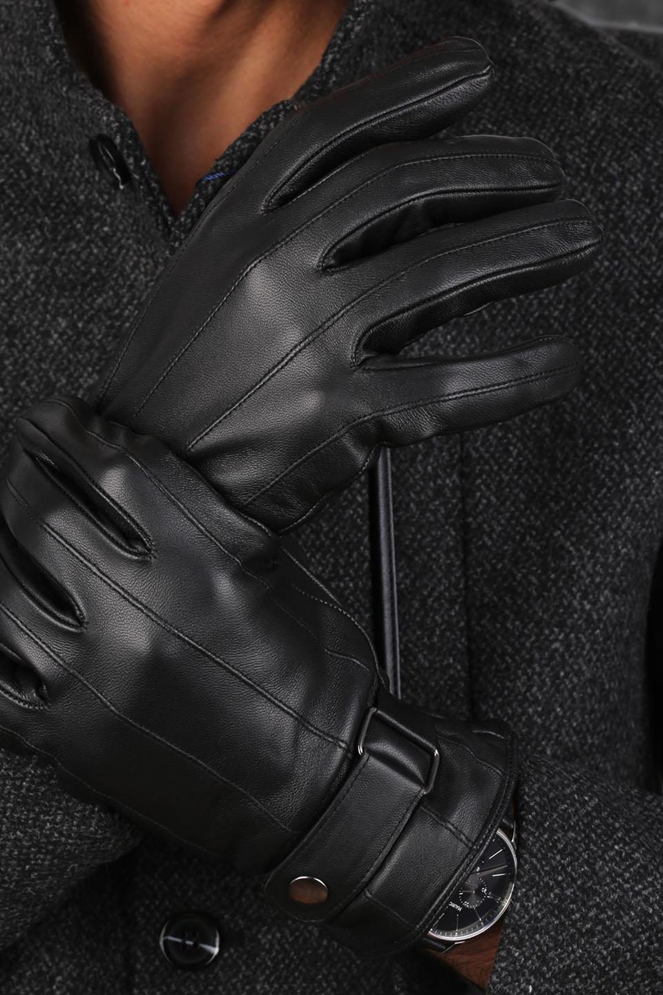 Siyah Erkek Deri Eldiven EL07