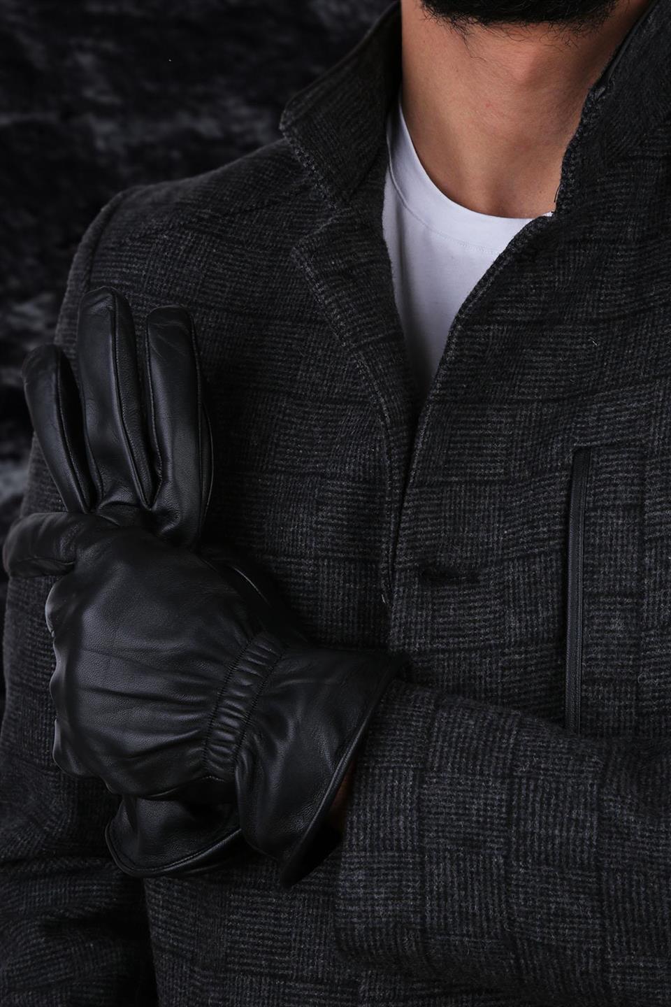 Siyah Erkek Deri Eldiven EL16