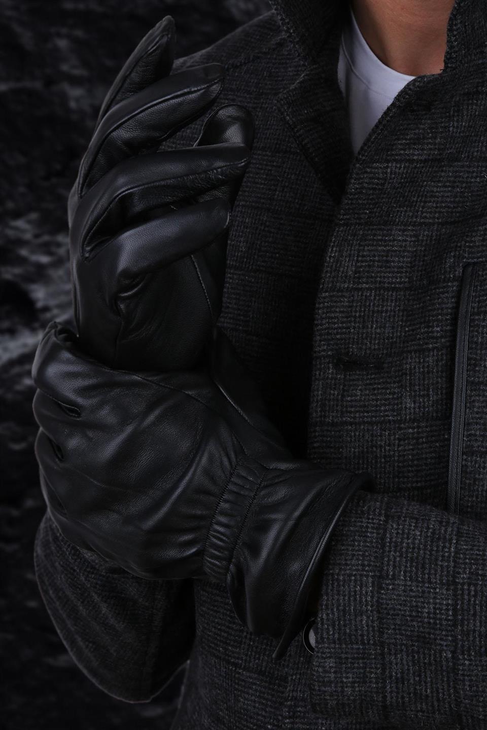 Siyah Erkek Deri Eldiven EL16