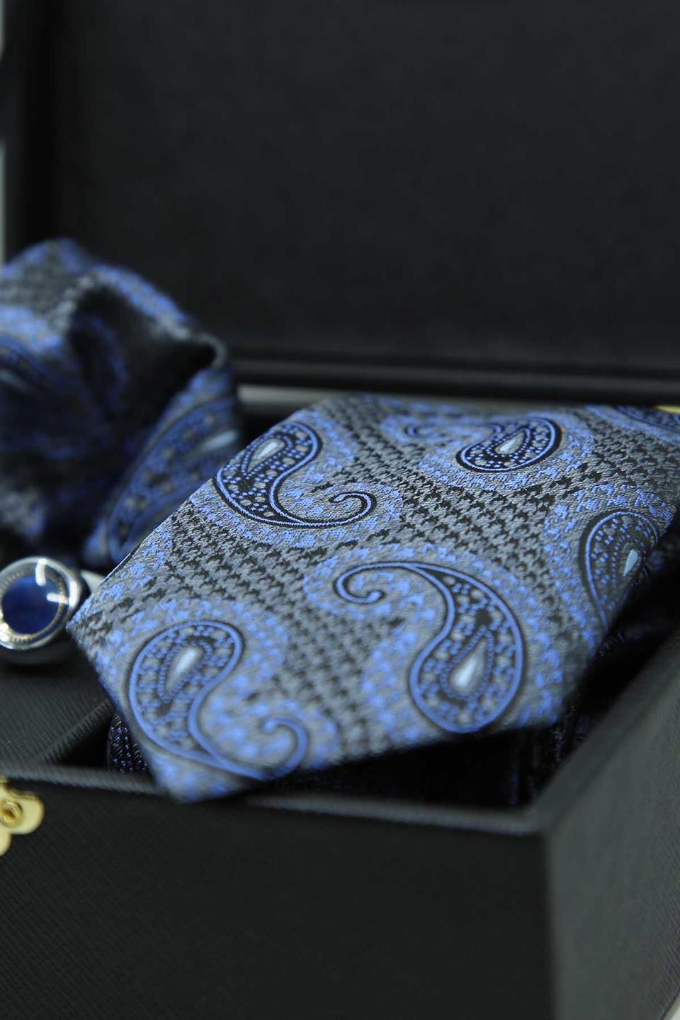 Siyah Erkek Hediye Kutusu - Kravat Kol Düğmesi Kravat İğnesi KMK114