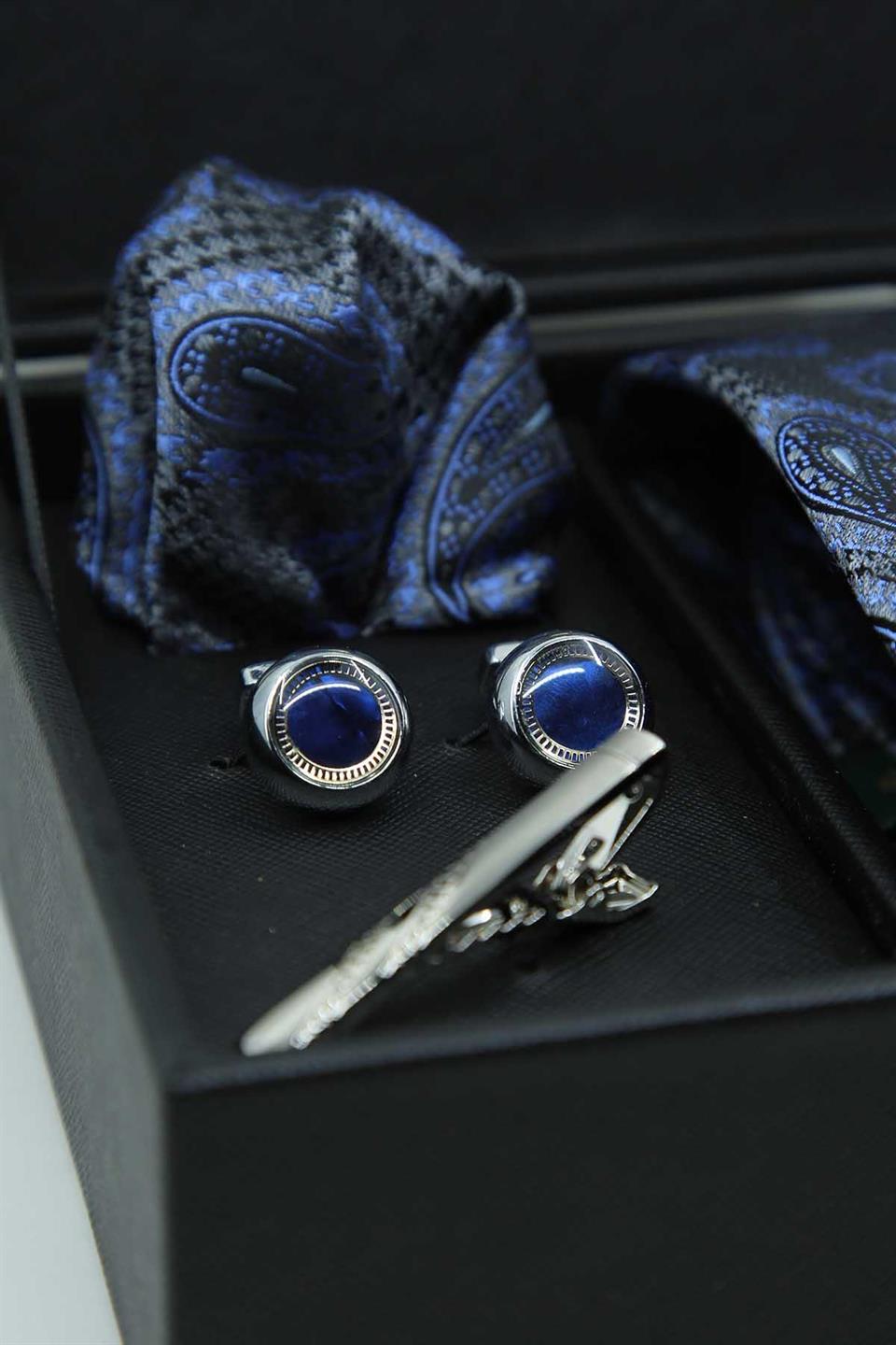 Siyah Erkek Hediye Kutusu - Kravat Kol Düğmesi Kravat İğnesi KMK114