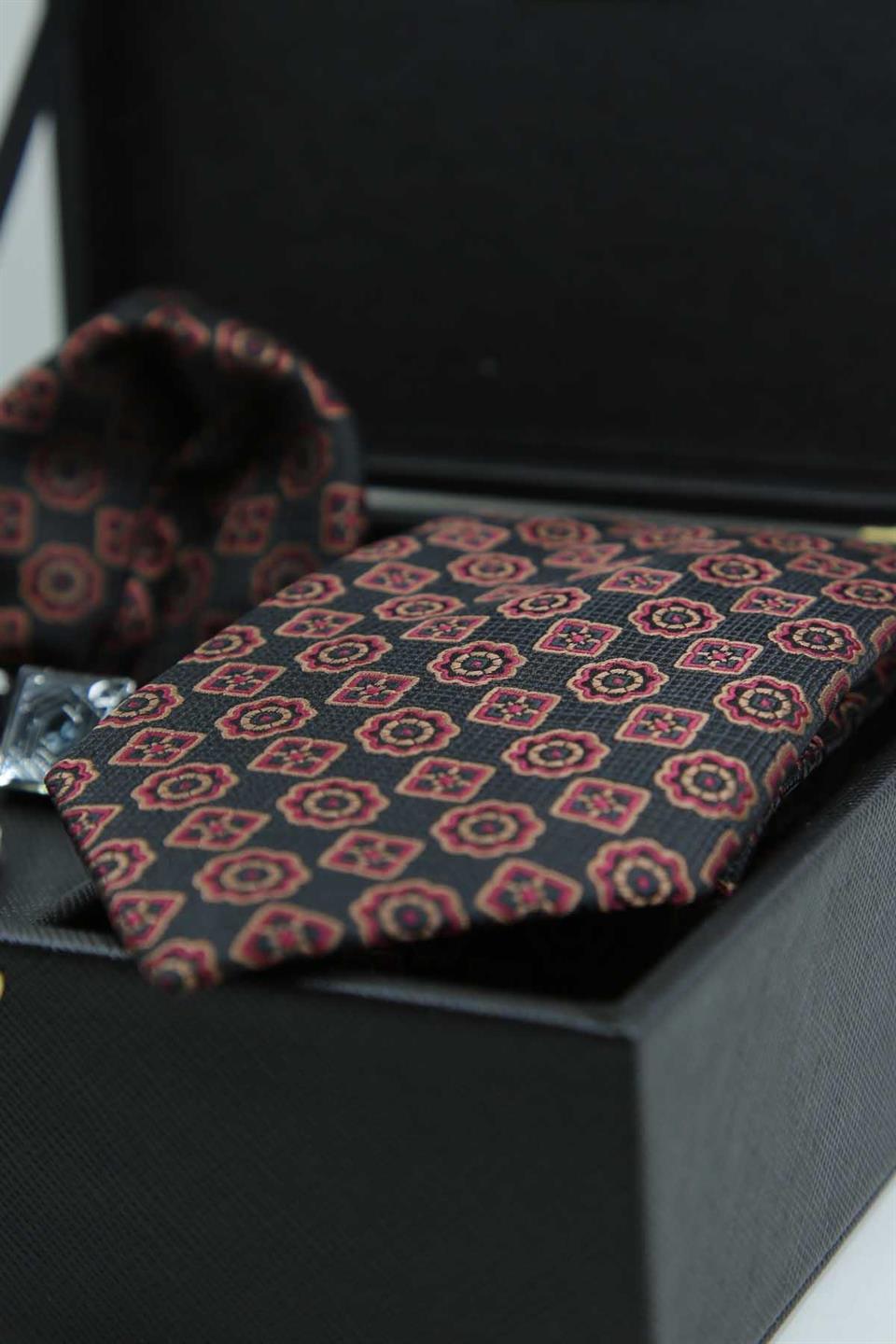 Siyah Erkek Hediye Kutusu - Kravat Kol Düğmesi Kravat İğnesi KMK150