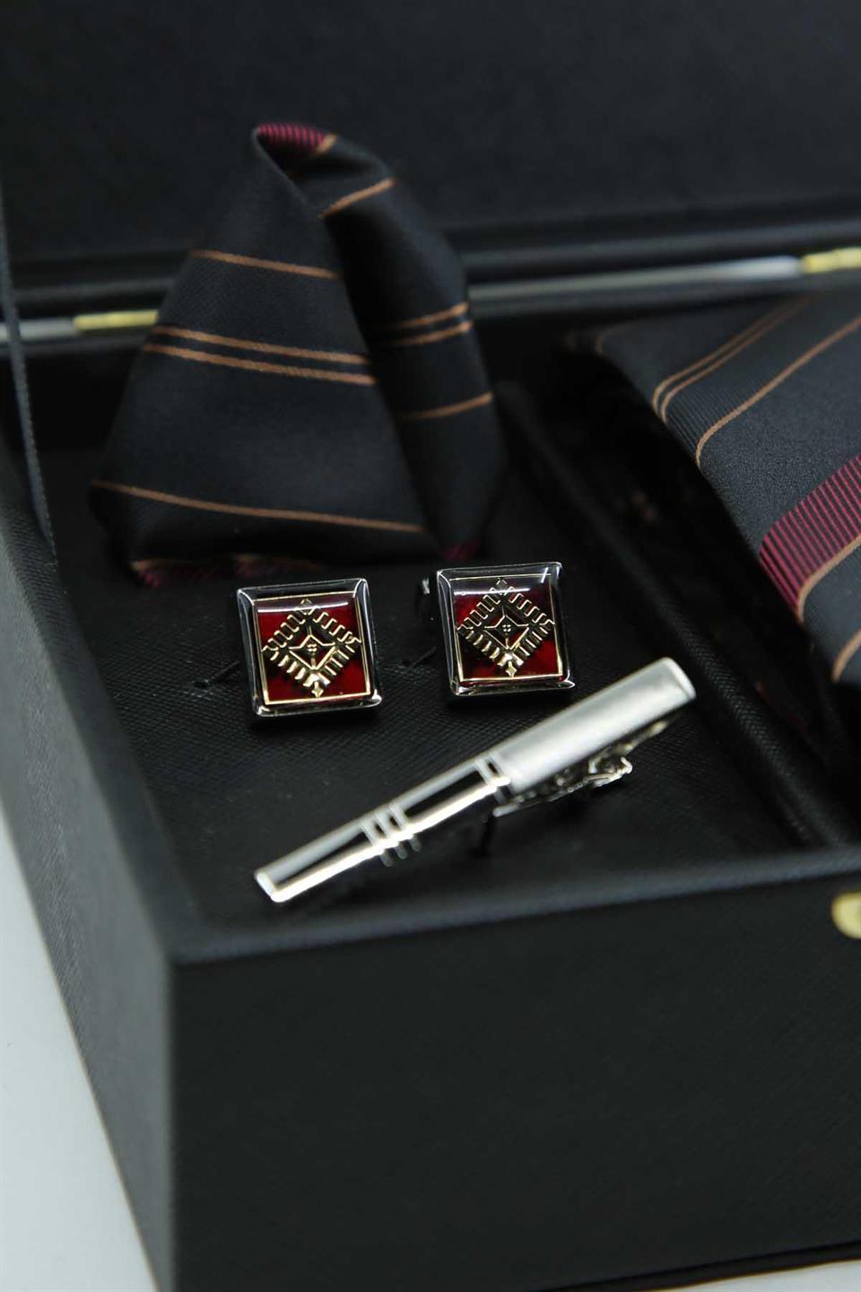 Siyah Erkek Hediye Kutusu - Kravat Kol Düğmesi Kravat İğnesi KMK142